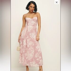 Reformation Pink Floral Midi Dress